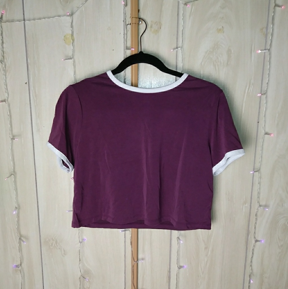 🤎4 for $25🤎 Forever21 cute Short Sleeve Purple White Shirt